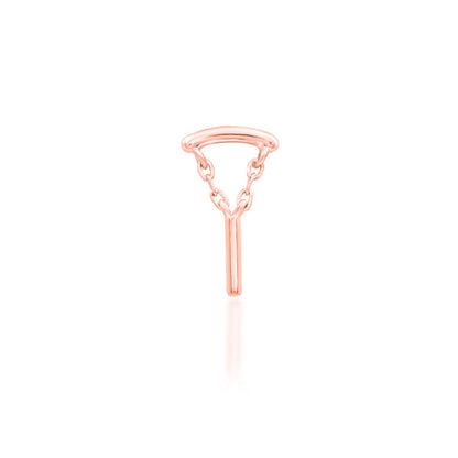 Junipurr Aydan solid 14k white gold chain-led threadless end, side profile.