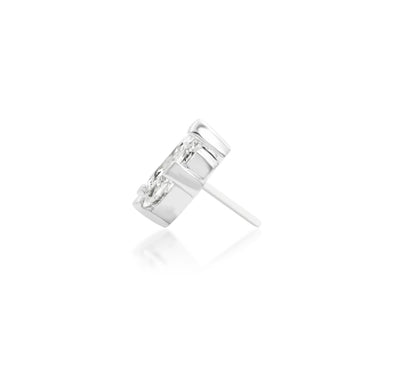 Junipurr Beaded Fan solid 14k white gold three-stone marquise White CZ decorative end, product view.