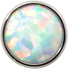 Junipurr Bezel-Set Cabochon, White Opal 2mm, polished titanium threadless decorative end