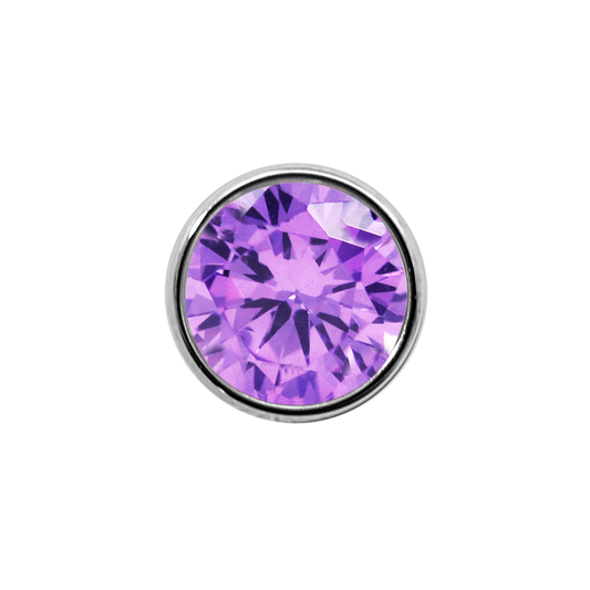 Junipurr Bezel-Set Gem, Amethyst 1.5mm, polished titanium threadless decorative end – alternate view
