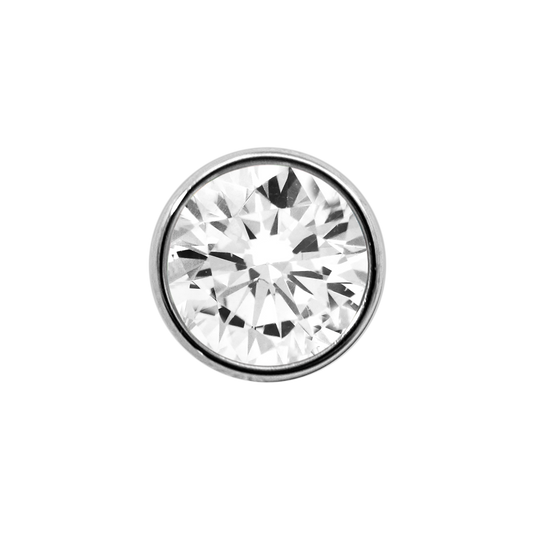 Junipurr Bezel-Set Gem, White 1.5mm, polished titanium threadless decorative end