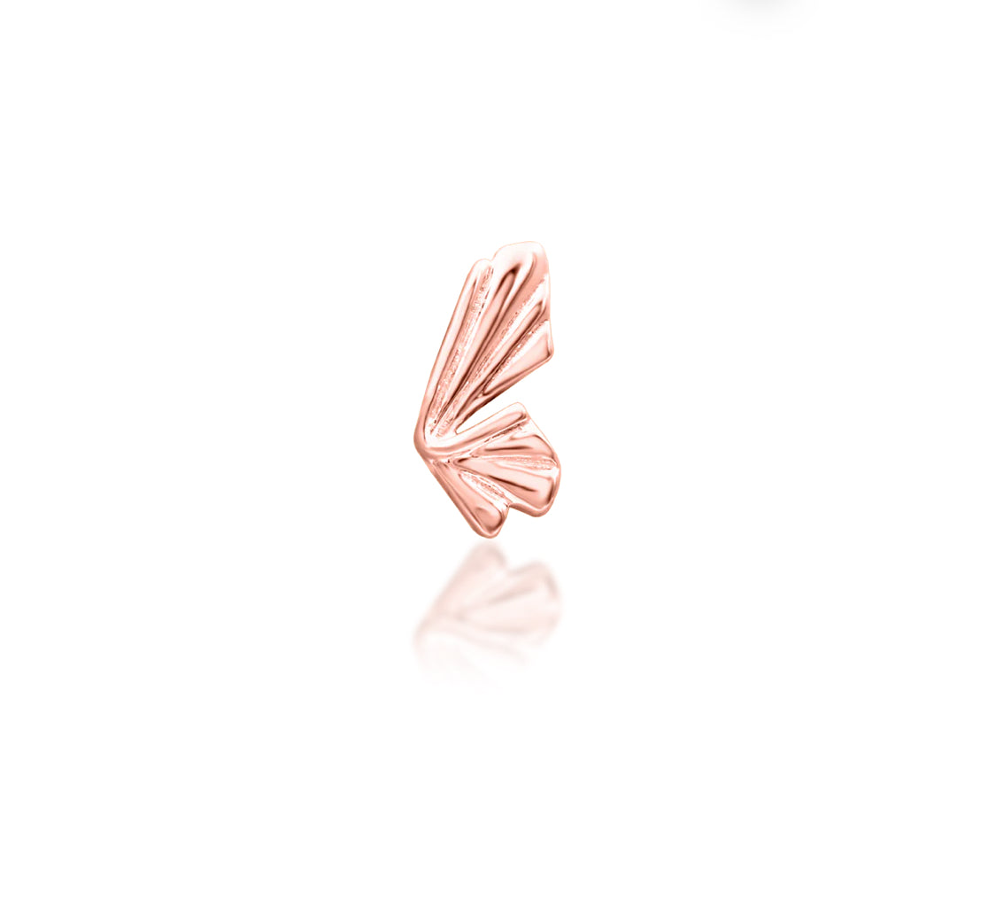 Junipurr Butterflights solid 14k gold butterfly threadless decorative end, product view.
