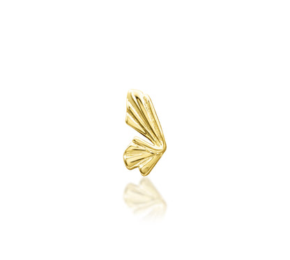 Junipurr Butterflights solid 14k yellow gold butterfly threadless end, front view.