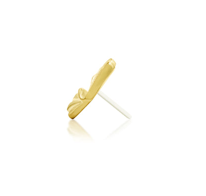Junipurr Butterflights solid 14k yellow gold butterfly threadless end, side profile.