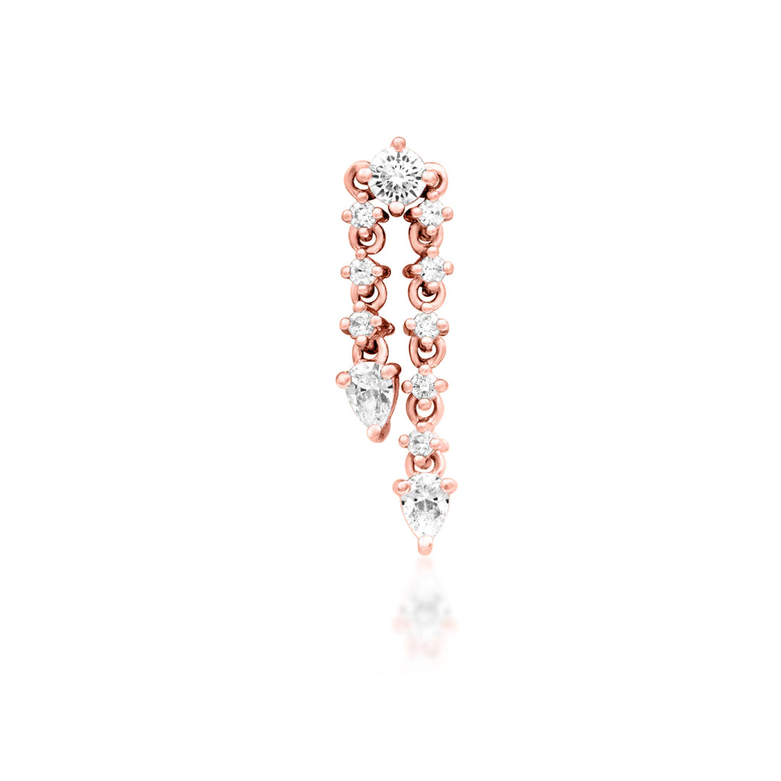 Front view of Junipurr Calista CZ threadless end in 14k rose gold.