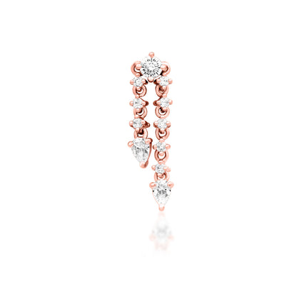 Front view of Junipurr Calista CZ threadless end in 14k rose gold.