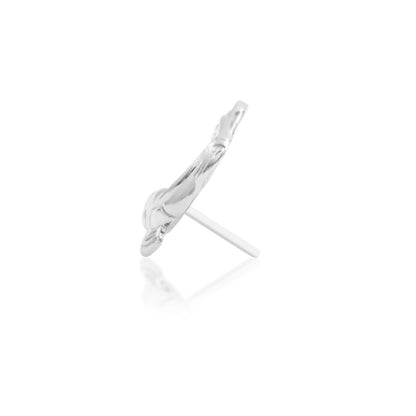 Junipurr Carp-E Diem solid 14k white gold koi-fish threadless end, side profile.