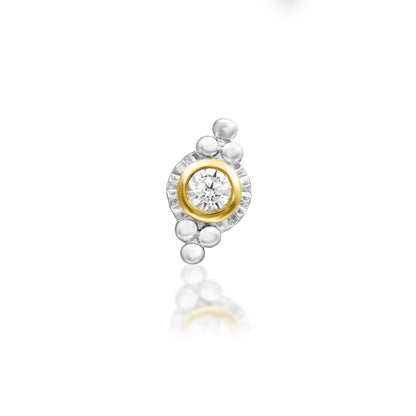     Junipurr Charming mixed-metal piercing stud with a central white cubic zirconia