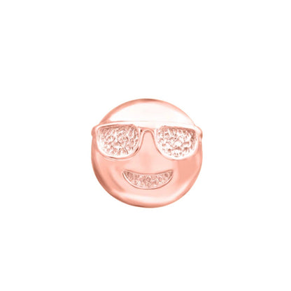 Junipurr Cool Beans solid 14k rose gold sunglasses emoji threadless end, front view.