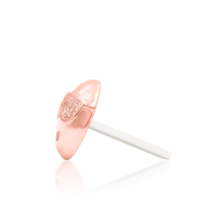 Junipurr Cool Beans solid 14k rose gold sunglasses emoji threadless end, side profile.