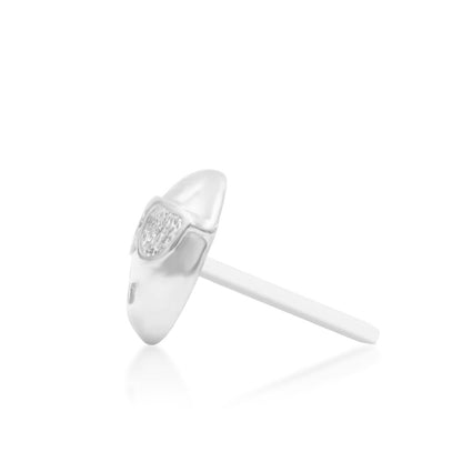 Junipurr Cool Beans solid 14k white gold sunglasses emoji threadless end, side profile.