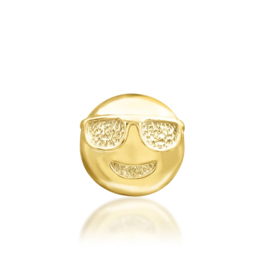Junipurr Cool Beans solid 14k yellow gold sunglasses emoji threadless end, front view.