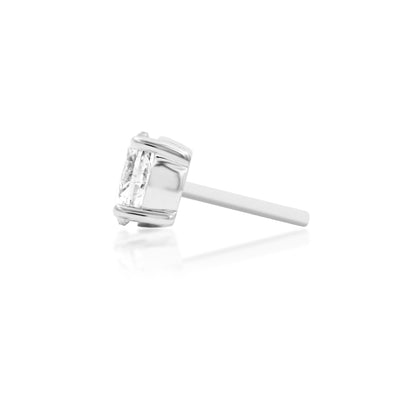 Junipurr Diamond Oval solid 14k white gold threadless end with a lab-grown oval diamond, angled product view.