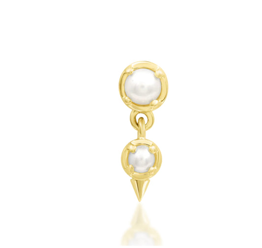 Junipurr Diva freshwater pearl dangle threadless decorative end in solid 14k gold, product view.