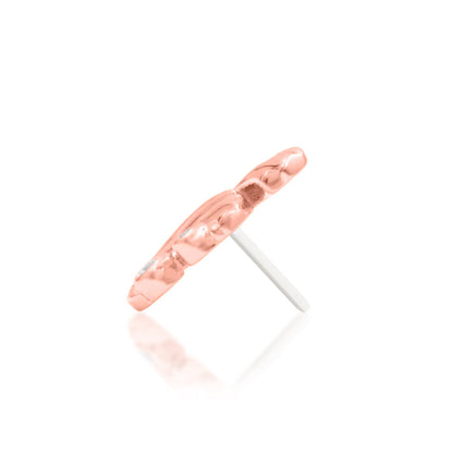 Side profile of the Junipurr Jewellery Dova 14k rose gold threadless end measuring 9mm in length.