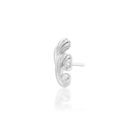 Off front angled view of the Junipurr Jewellery Dova in white gold showing refined CZ sparkle and clean lines.