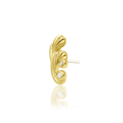 Off front angled view of the Junipurr Jewellery Dova in yellow gold highlighting its elongated CZ detailing.