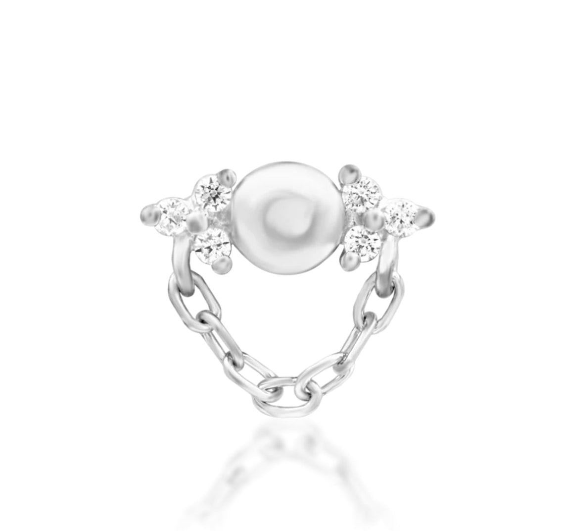 Junipurr Elena White CZ decorative end in solid 14k gold, product view.