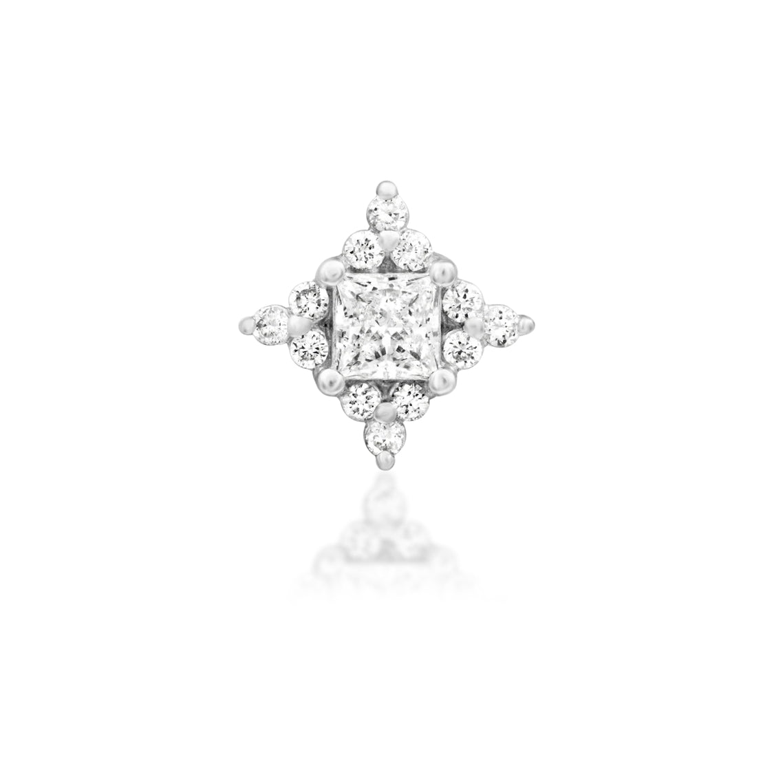 Junipurr Enchant princess-cut lab-grown diamond decorative end in solid 14k gold, product view.