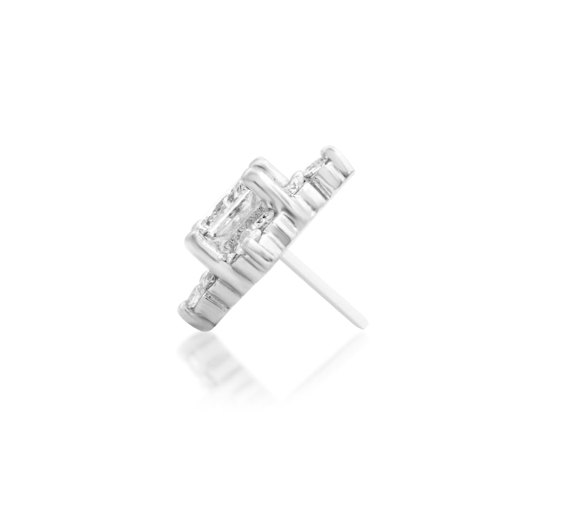 Junipurr Enchant solid 14k gold lab-grown diamond threadless end with princess-cut centre, product view.