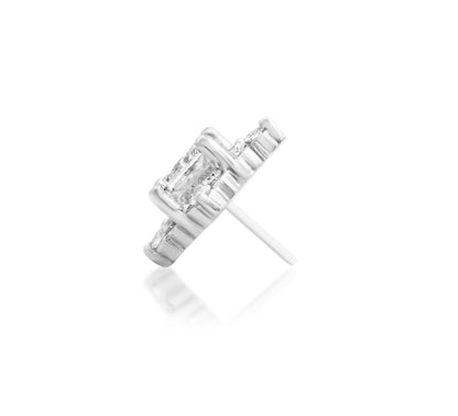 Junipurr Enchant solid 14k gold lab-grown diamond threadless end with princess-cut centre, product view.