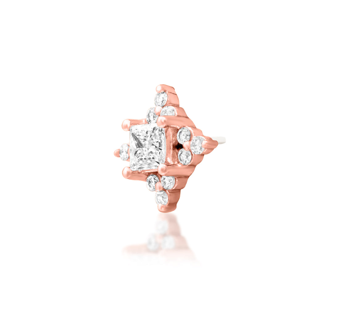 Junipurr Enchant solid 14k gold geometric lab-grown diamond threadless end, product view.