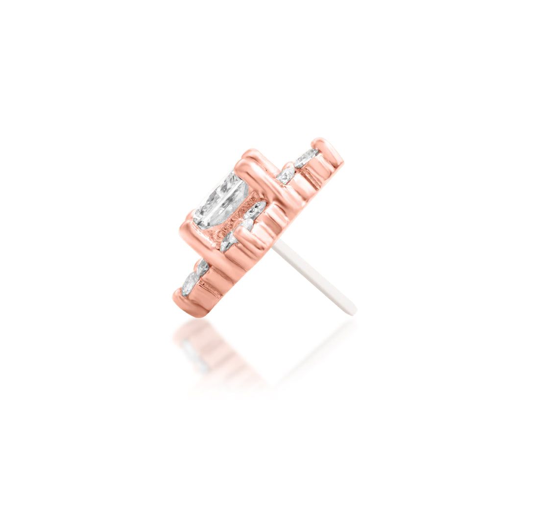 Junipurr Enchant princess-cut lab-grown diamond threadless decorative end in solid 14k gold, product view.