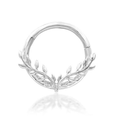 Junipurr Everleigh solid 14k yellow gold sculptural clicker ring, side profile.