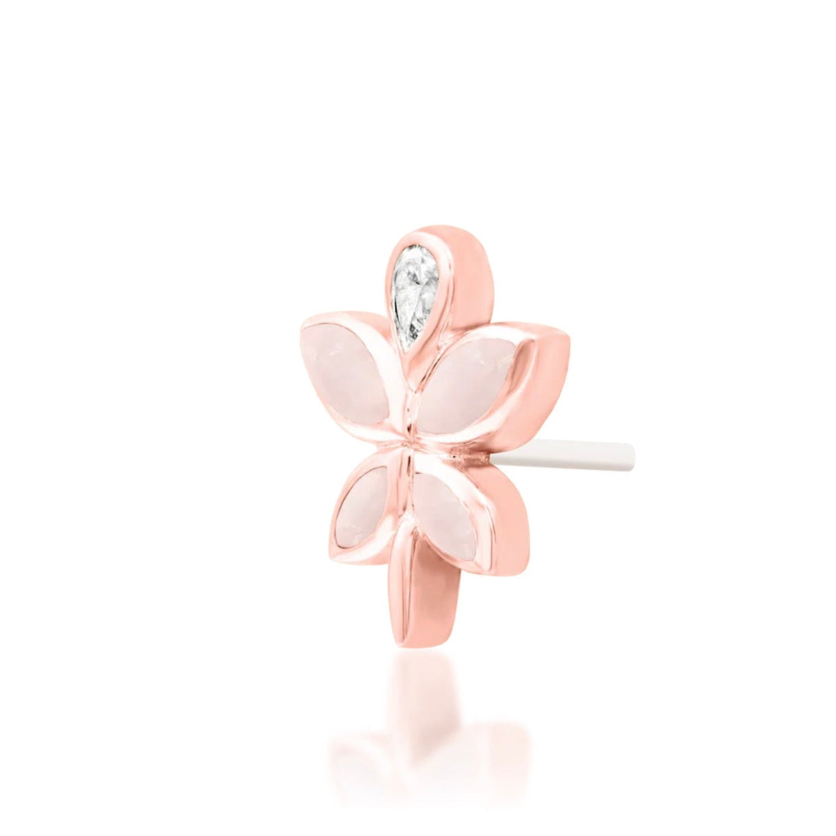 Junipurr Fae pink Rose Quartz jewellery in rose gold, alternate product view.