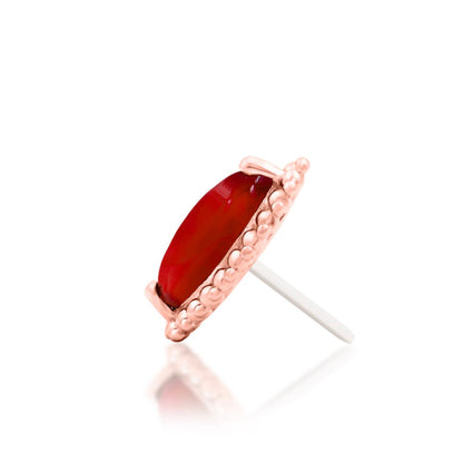 Junipurr Fernley solid 14k rose gold Carnelian beaded threadless end, side profile.