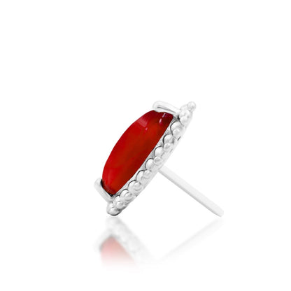 Junipurr Fernley solid 14k white gold Carnelian beaded threadless end, side profile.