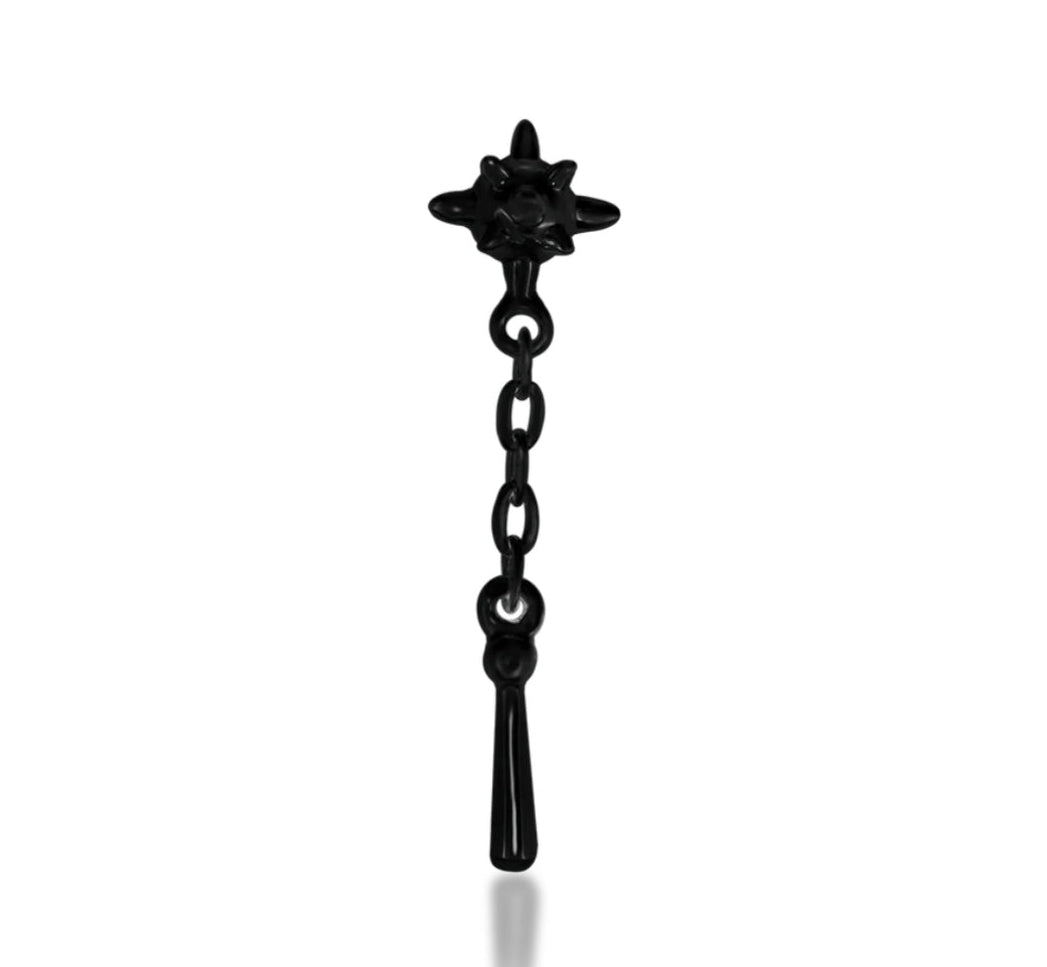 Junipurr Flail solid 14k gold black-rhodium double-pin threadless end, product view.