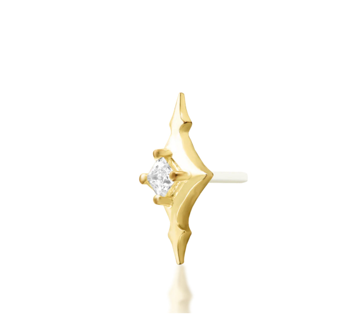 Junipurr Ginia solid 14k gold round gemstone cluster threadless end, product view.