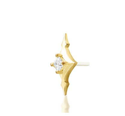 Junipurr Ginia solid 14k gold round gemstone cluster threadless end, product view.