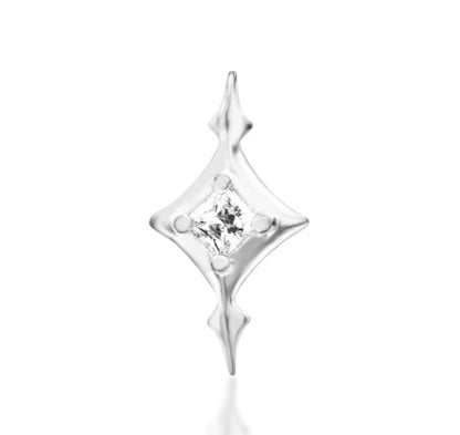 Junipurr Ginia solid 14k white gold round gemstone cluster threadless end, product view.