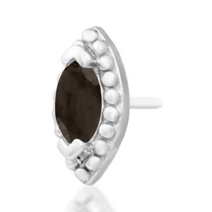 Junipurr Glorie 14k white gold smoky quartz threadless end, angled view