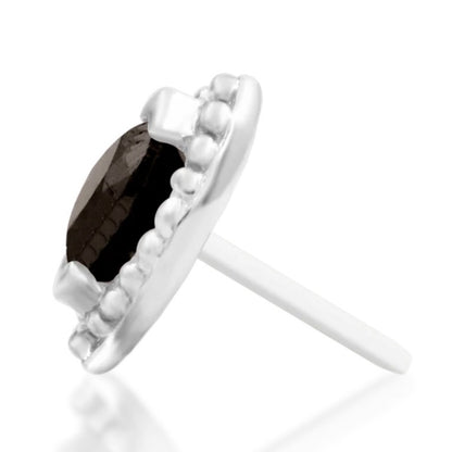 Junipurr Glorie 14k white gold smoky quartz threadless end, side profile