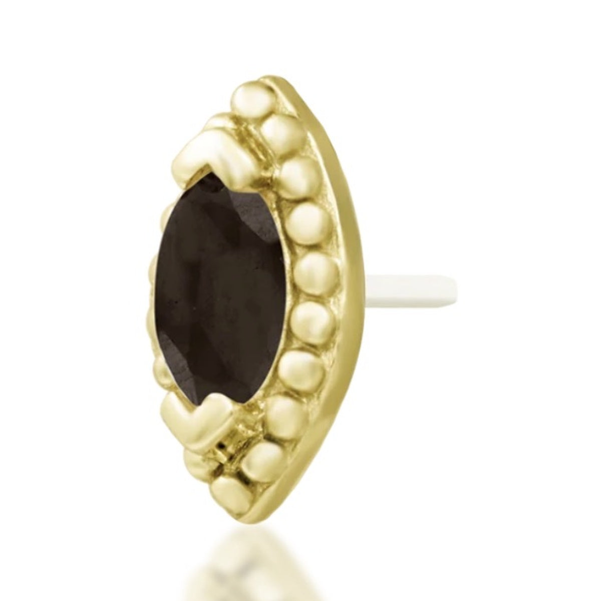 Junipurr Glorie 14k yellow gold smoky quartz threadless end, angled view