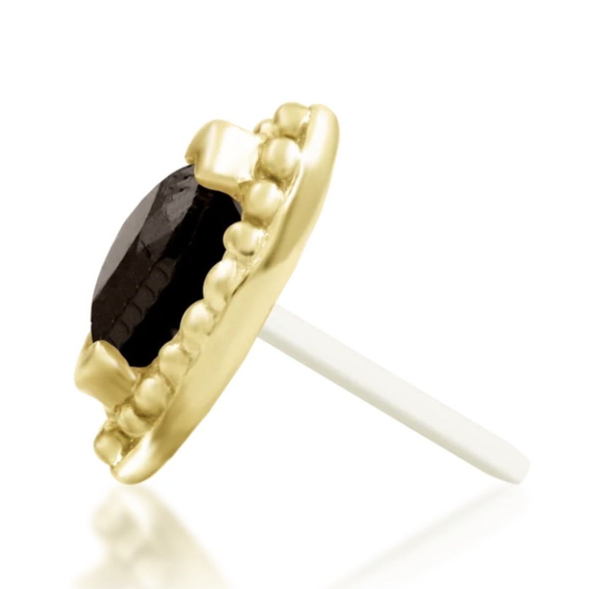 Junipurr Glorie 14k yellow gold smoky quartz threadless end, side profile