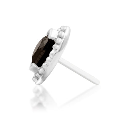 Junipurr Glorie smoky quartz threadless end in 14k white gold, side profile