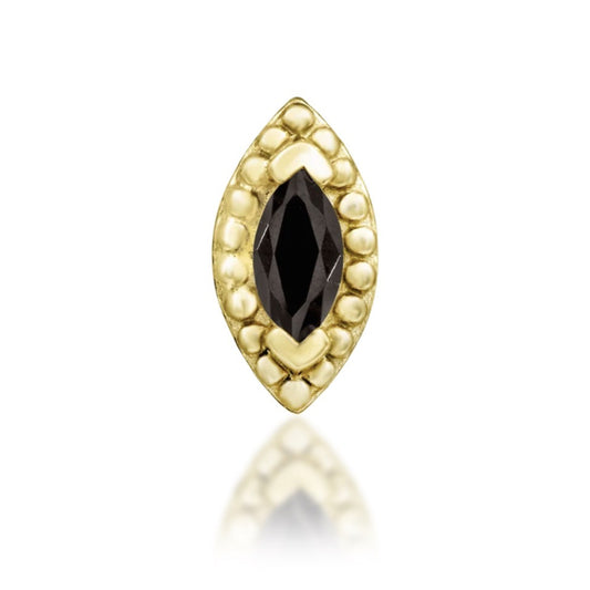 Junipurr Glorie smoky quartz threadless end in 14k yellow gold, front view