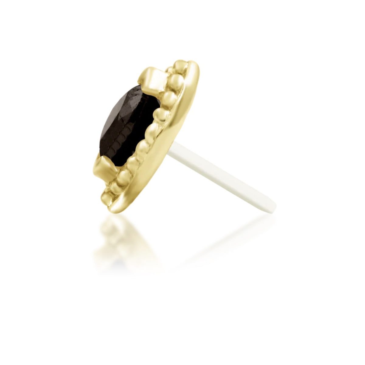 Junipurr Glorie smoky quartz threadless end in 14k yellow gold, side profile