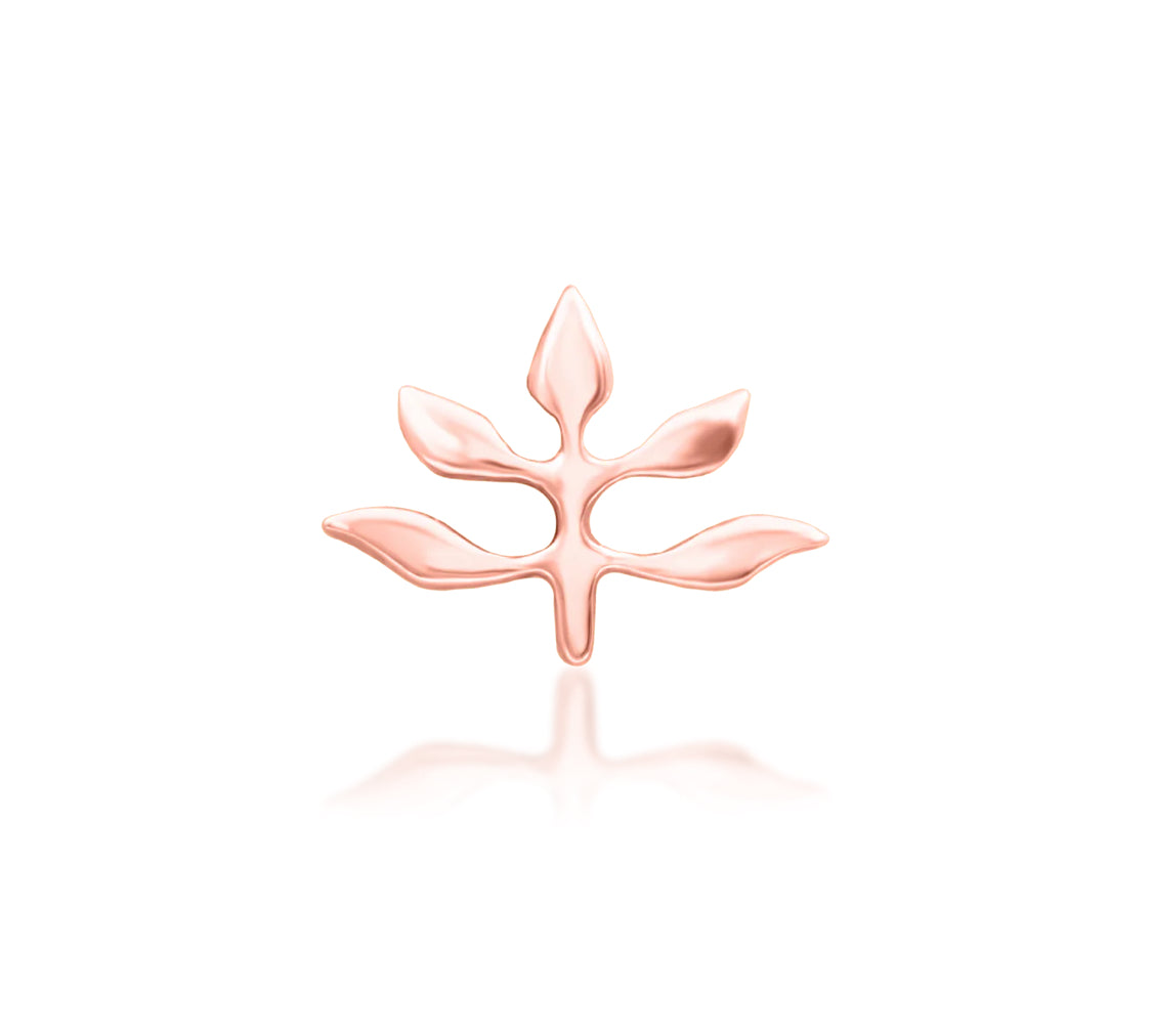 Junipurr Goddess solid 14k rose gold threadless end, front view.