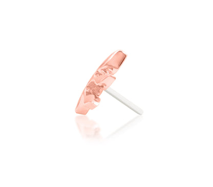 Junipurr Goddess solid 14k rose gold threadless end, side profile.