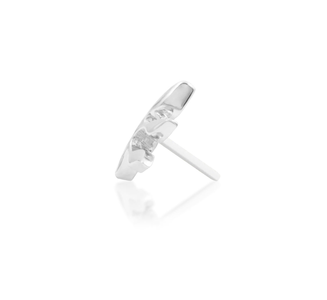 Junipurr Goddess solid 14k white gold threadless end, side profile.