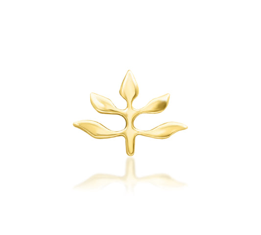 Junipurr Goddess solid 14k yellow gold threadless end, front view.