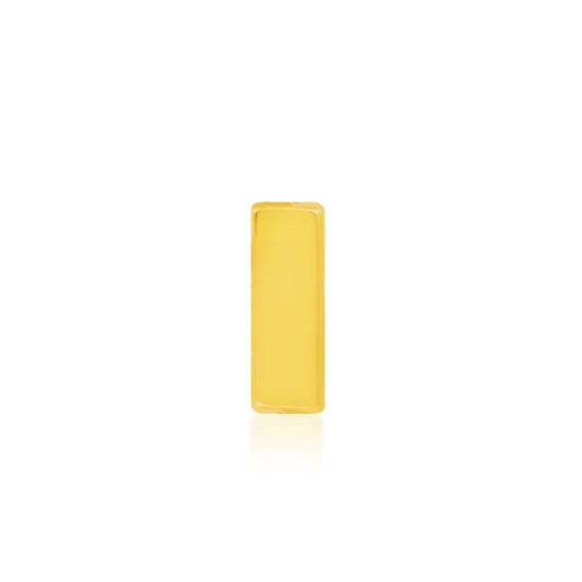 Front view of Junipurr Gold Bar threadless end in polished solid 14k yellow gold