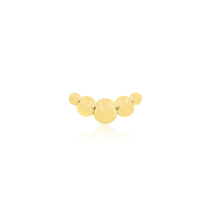 Junipurr Gold Croissant solid 14k yellow gold threadless end with a curved row of graduated polished beads.