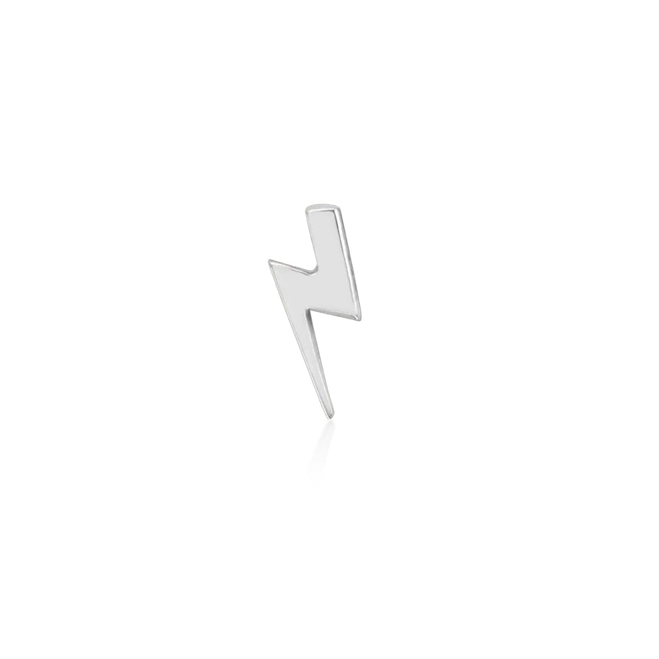 Junipurr Gold Lightning Bolt solid 14k gold directional threadless end, product view.