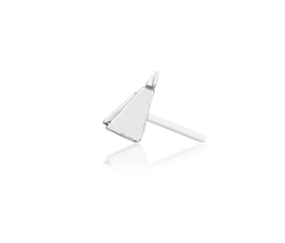 Junipurr Great Giza solid 14k white gold geometric threadless end, angled view.